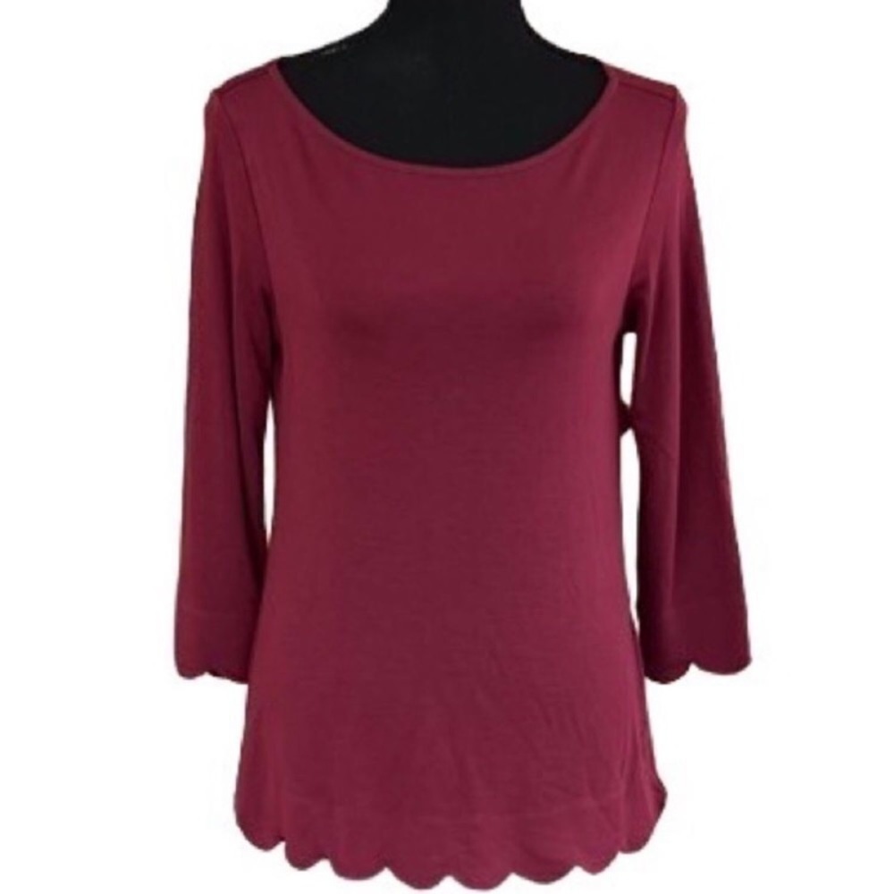 41 Hawthorn Burgundy Red Claudess Scallop Blouse